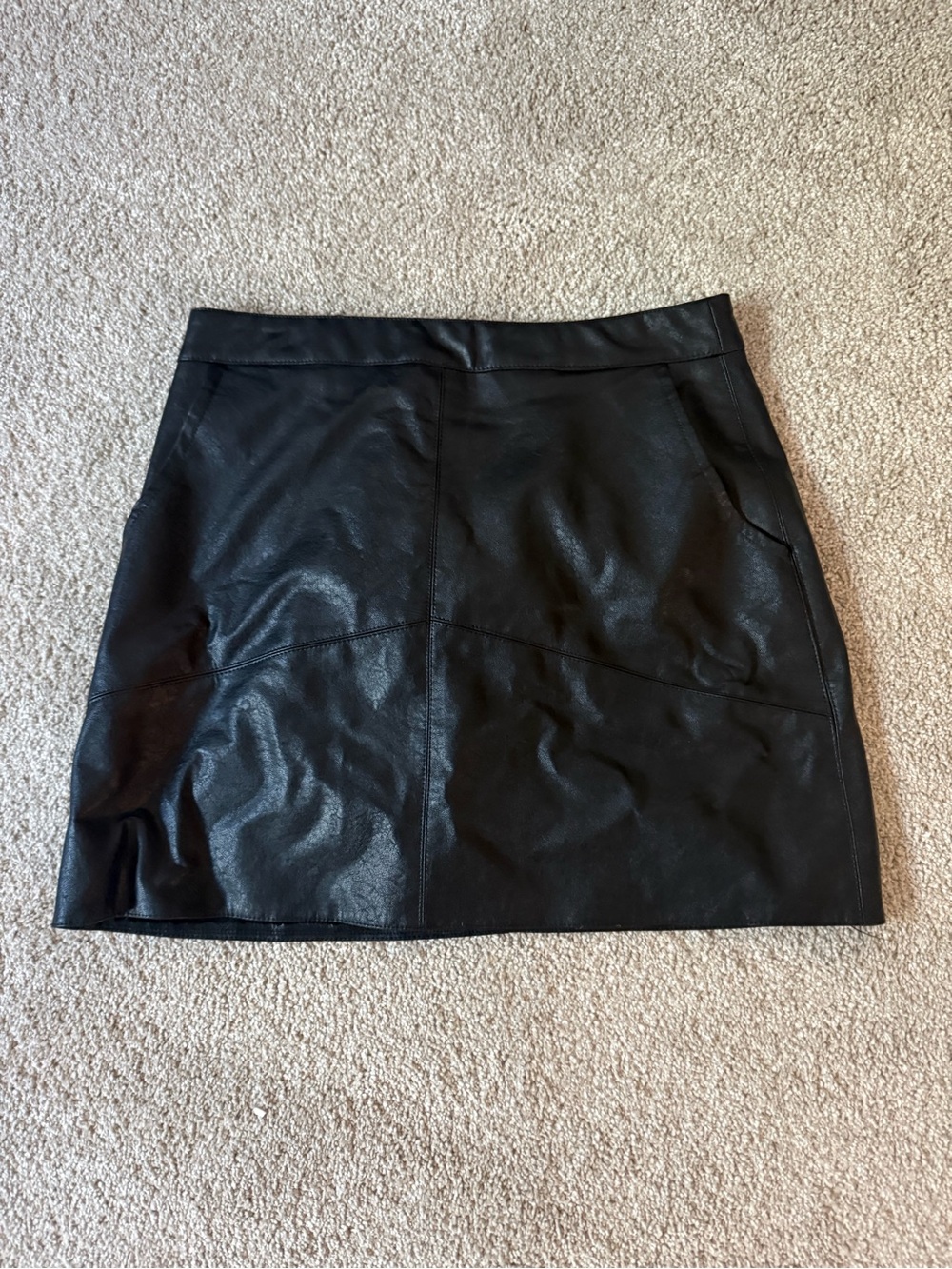 Lulu's Black Faux Leather Mini Skirt